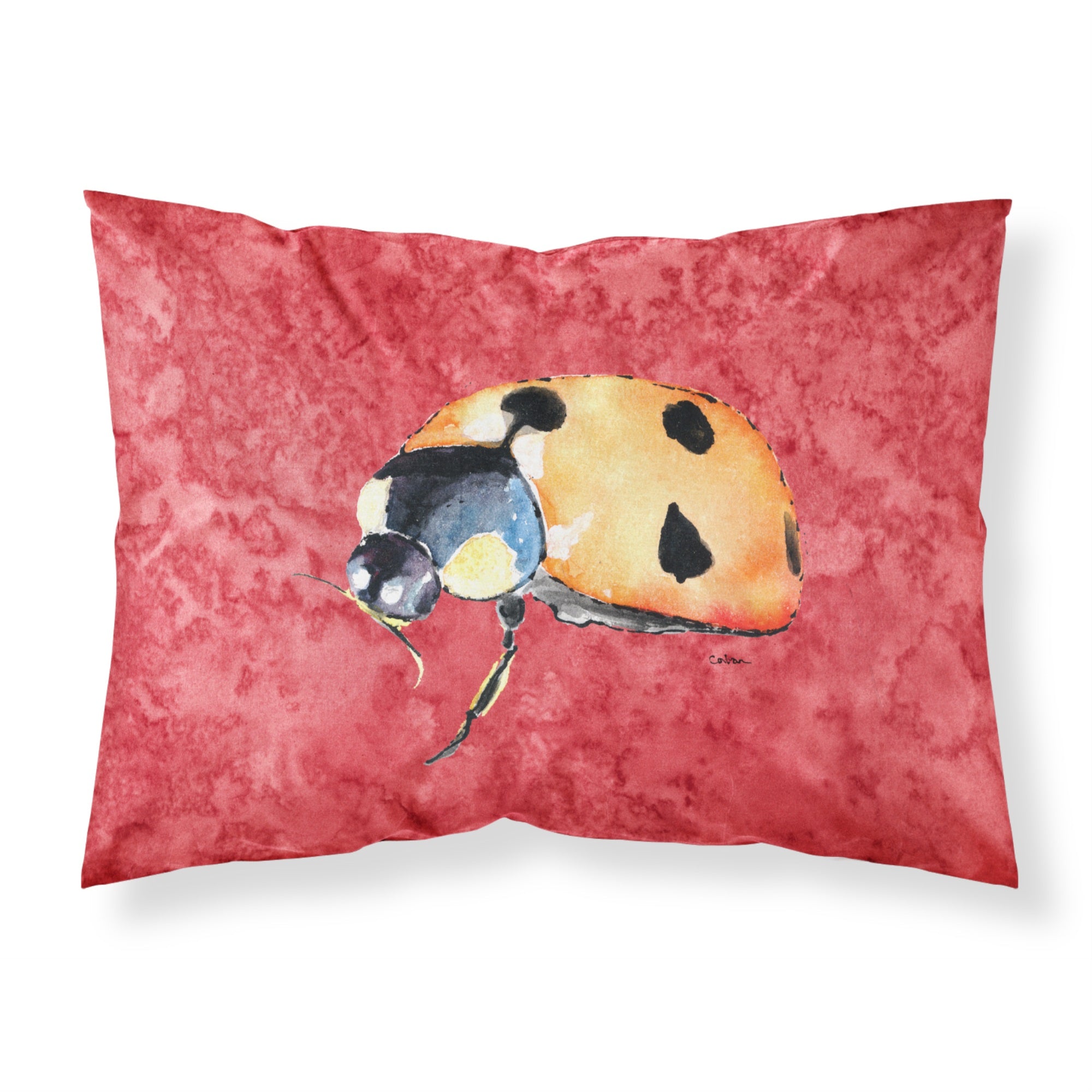 'Caroline'S Treasures 8869Pillowcase Lady Bug On Red Moisture Wicking Fabric Standard Pillowcase, Large, Multicolor'