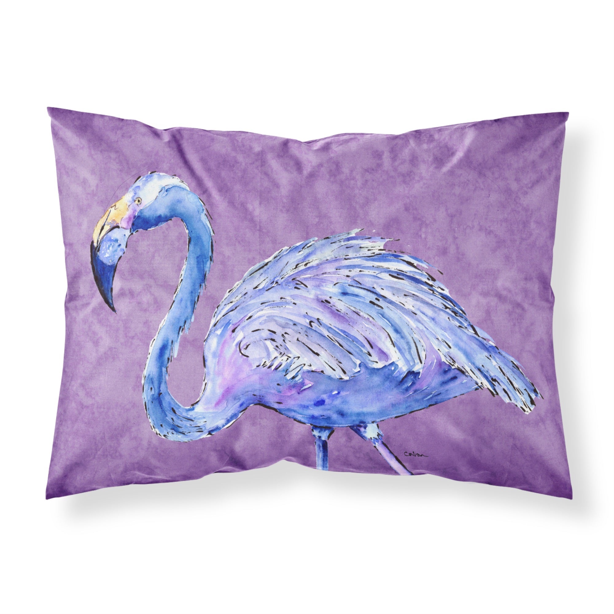 'Caroline'S Treasures 8874Pillowcase Flamingo On Purple Moisture Wicking Fabric Standard Pillowcase, Large, Multicolor'