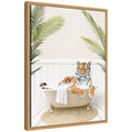 Sylvie Tiger in Palm Bath Framed Canvas by Amy Peterson