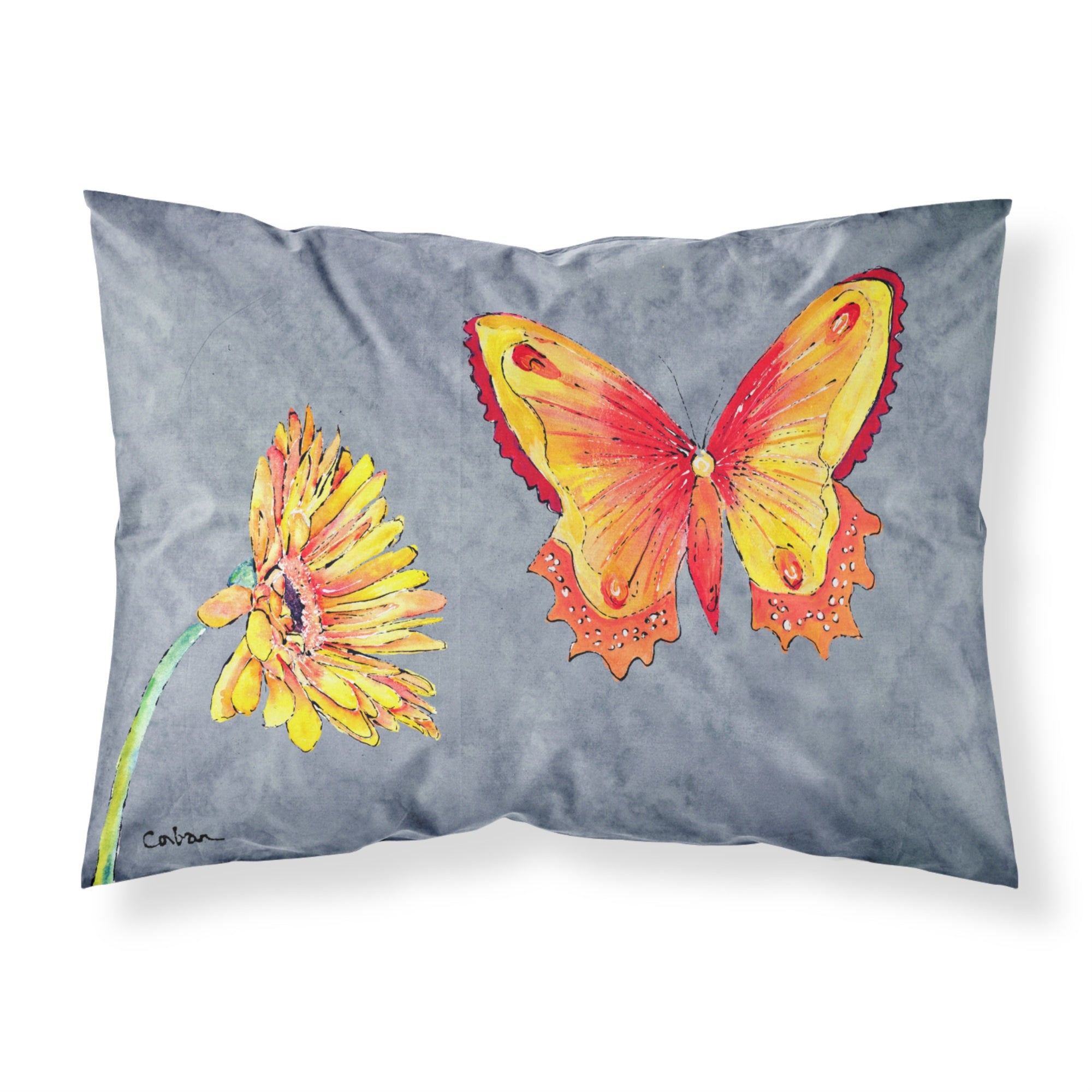 'Caroline'S Treasures 8877Pillowcase Gerber Daisy And Butterfly Moisture Wicking Fabric Standard Pillowcase, Large, Multicolor'