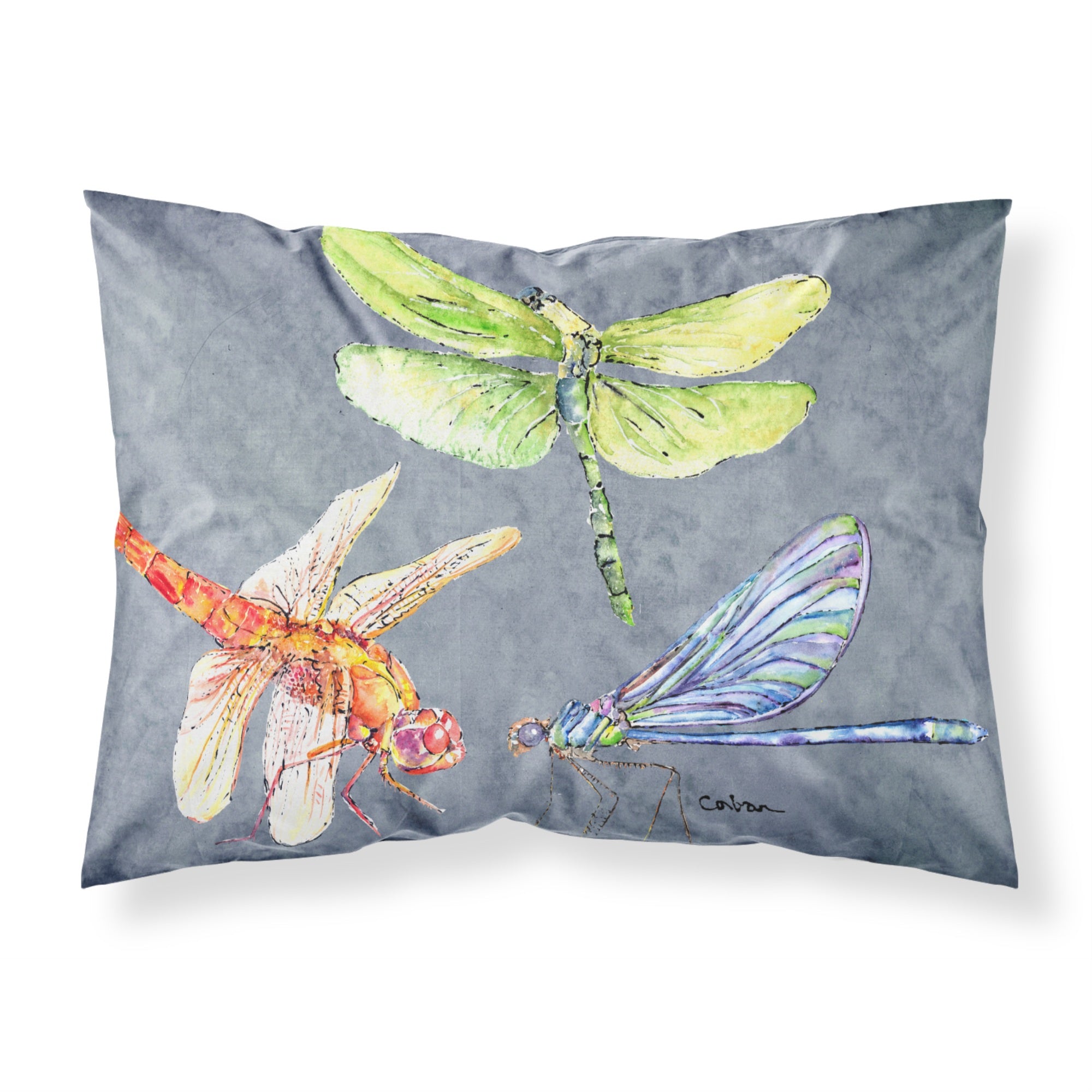 'Caroline'S Treasures 8878Pillowcase Dragonfly Times Three Moisture Wicking Fabric Standard Pillowcase, Large, Multicolor'