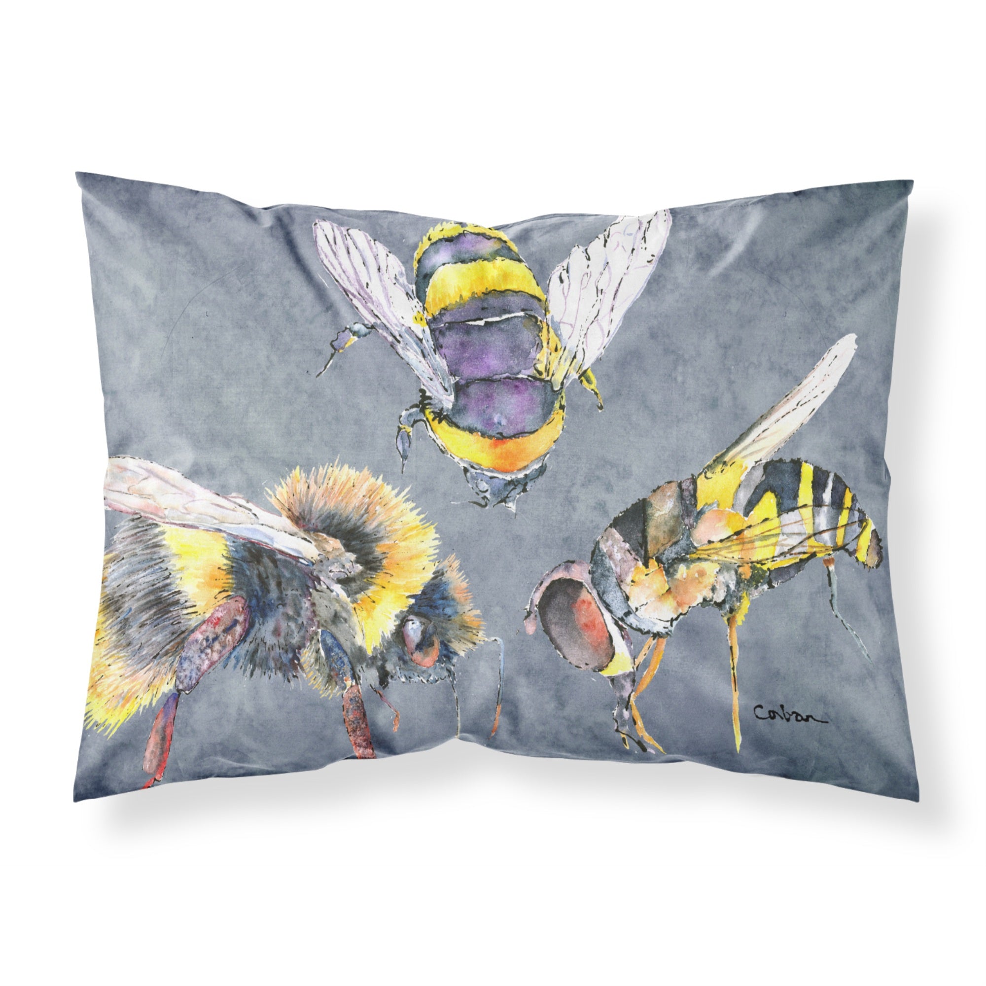 'Caroline'S Treasures 8879Pillowcase Bee Bees Times Three Moisture Wicking Fabric Standard Pillowcase, Large, Multicolor'