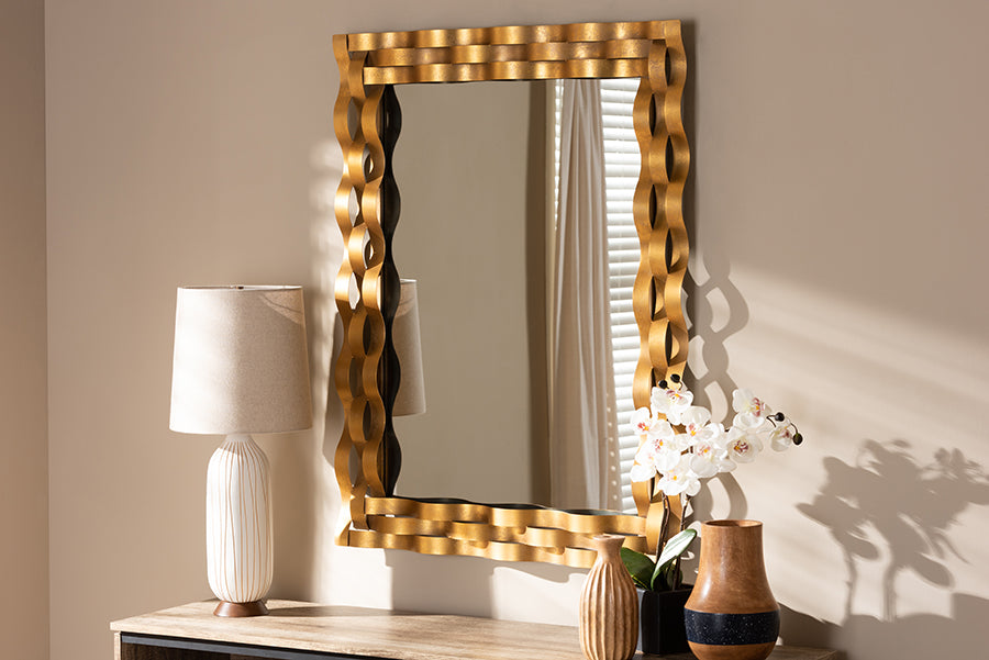 Baxton Studio Arpina Modern and Contemporary Antique Gold Finished Rectangular Accent Wall Mirror