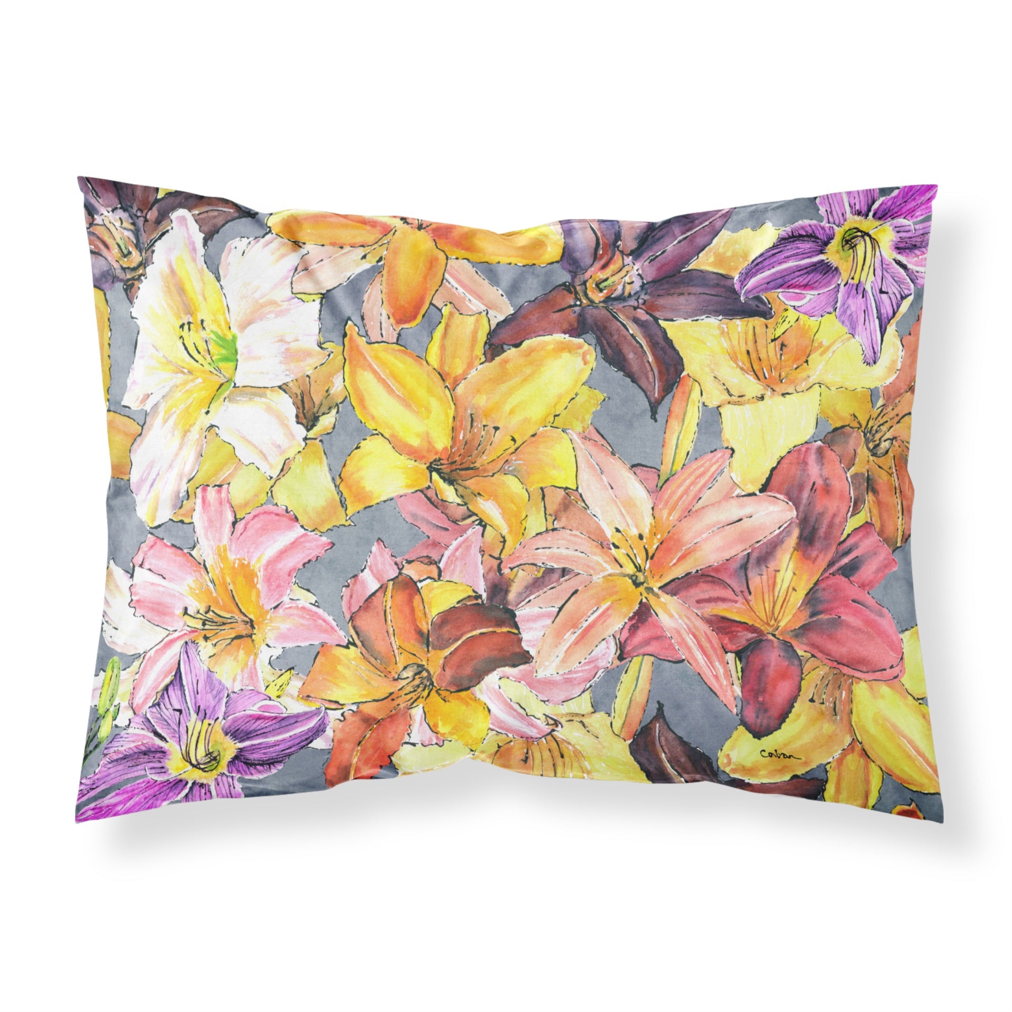 'Caroline'S Treasures 8892Pillowcase Day Lilies Moisture Wicking Fabric Standard Pillowcase, Large, Multicolor'