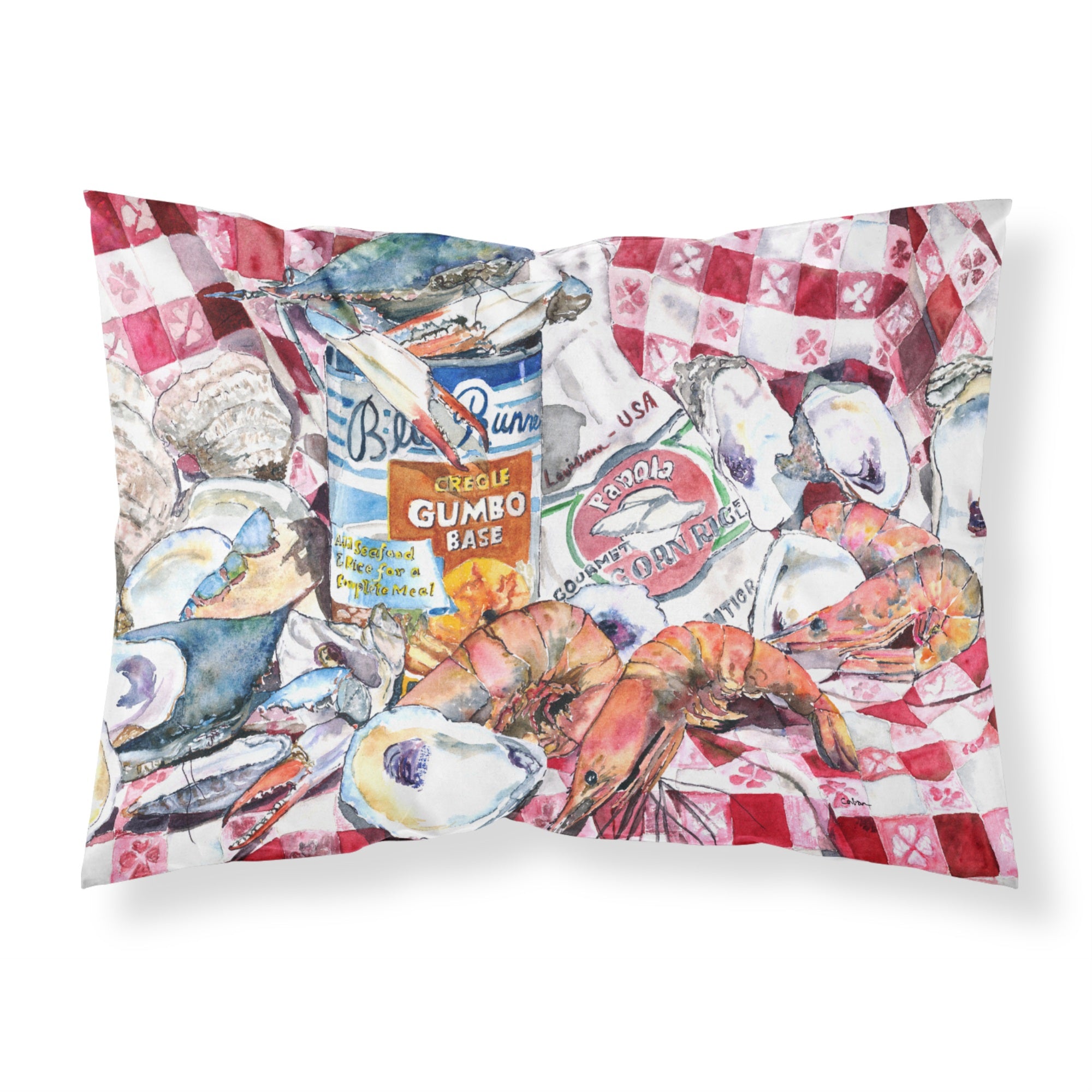 'Caroline'S Treasures 8894Pillowcase Blue Runner Gumbo Recipe Moisture Wicking Fabric Standard Pillowcase, Large, Multicolor'