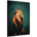 Twilight Turquoise Jade Lion by The Creative Bunch Studio Framed Canvas Wall Art Print
