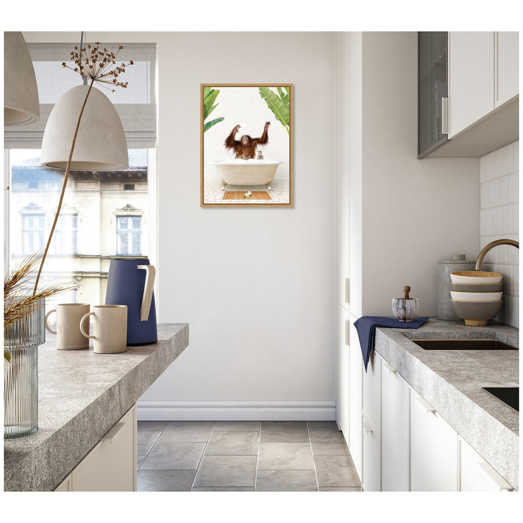 Sylvie Orangutan in Bali Bathtub Framed Canvas by Amy Peterson