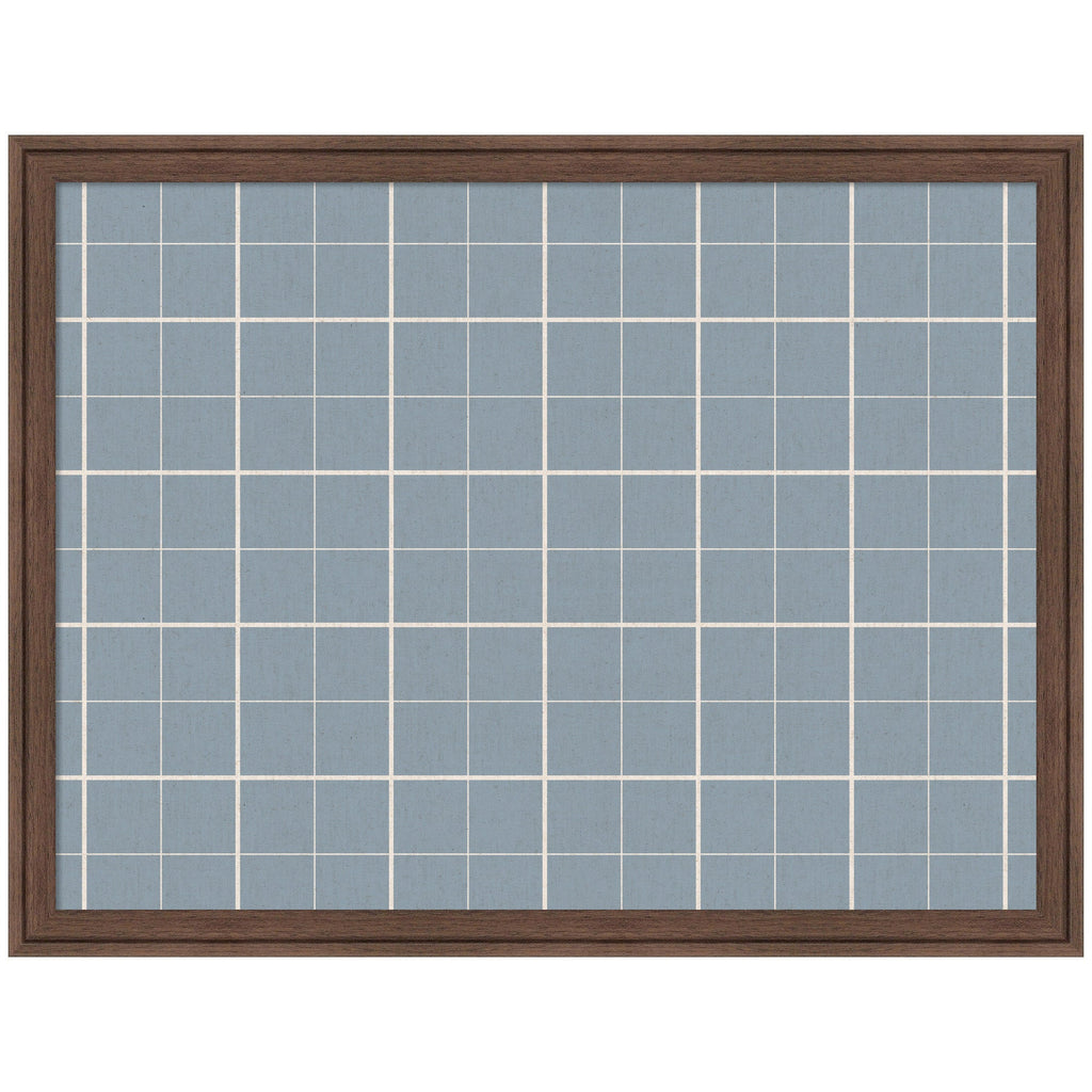 Framed Fabric Pinboard Light Blue Plaid Wall Organization