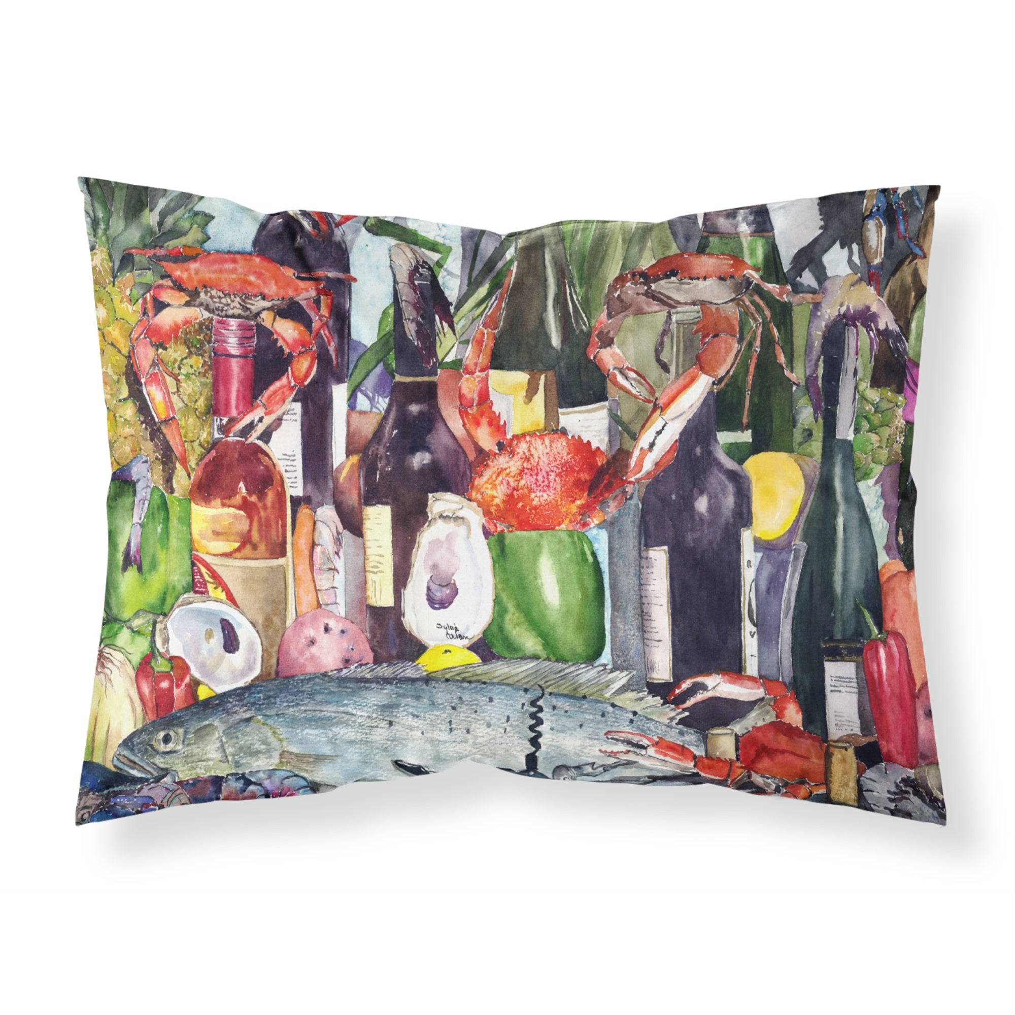 'Caroline'S Treasures 8916Pillowcase Wine And Speckled Trout Moisture Wicking Fabric Standard Pillowcase, Large, Multicolor'