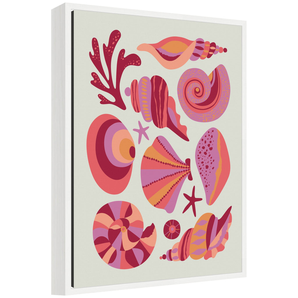 Sylvie Coastal Ocean Seashells Framed Canvas by Rachel Lee