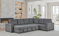 Seraphina II 128 Gray Boucle Reversible Modular Sleeper Sectional Sofa with Storage Chaise and USB Charging Port