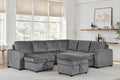 Esmeralda 122 Gray Chenille Fabric Reversible Modular Sleeper Sectional Sofa with Storage Chaise, USB Charging Port, and Storage