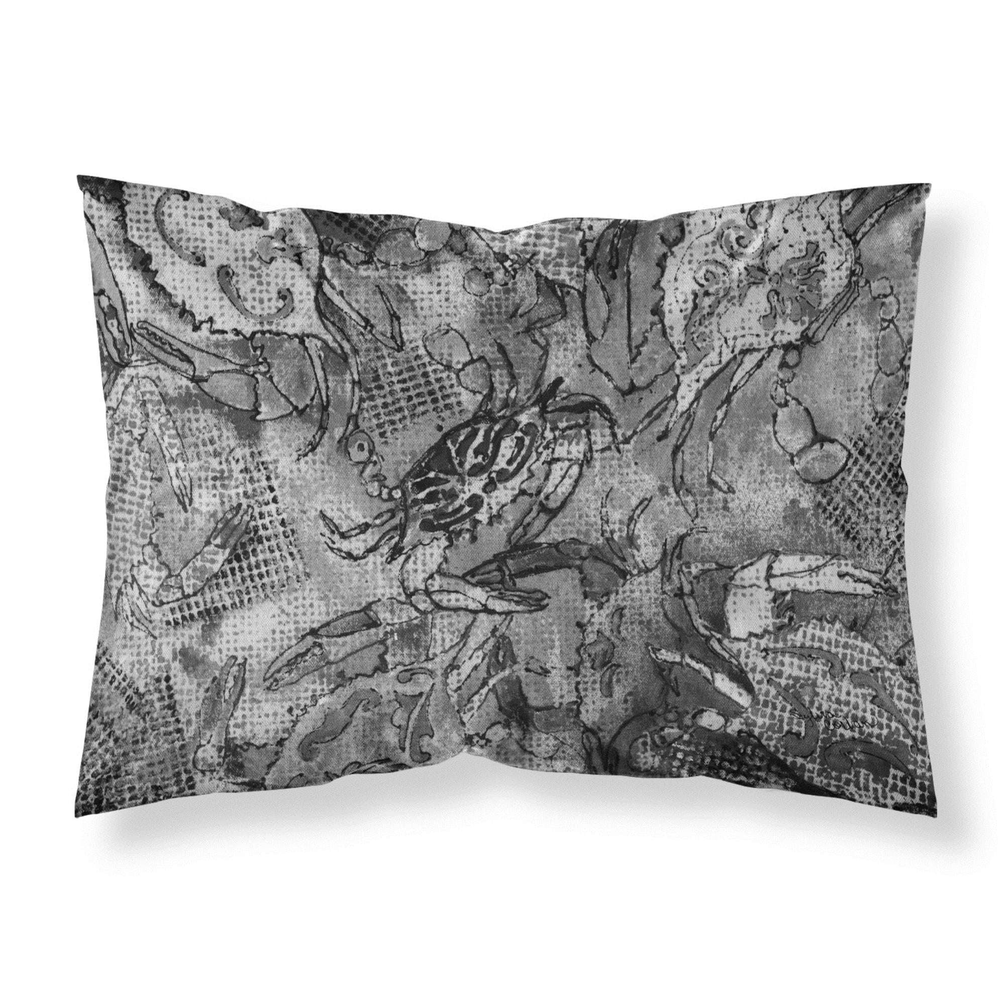 'Caroline'S Treasures 8953Pillowcase Grey Canvas Abstract Crabs Fabric Standard Pillowcase, Large, Multicolor'