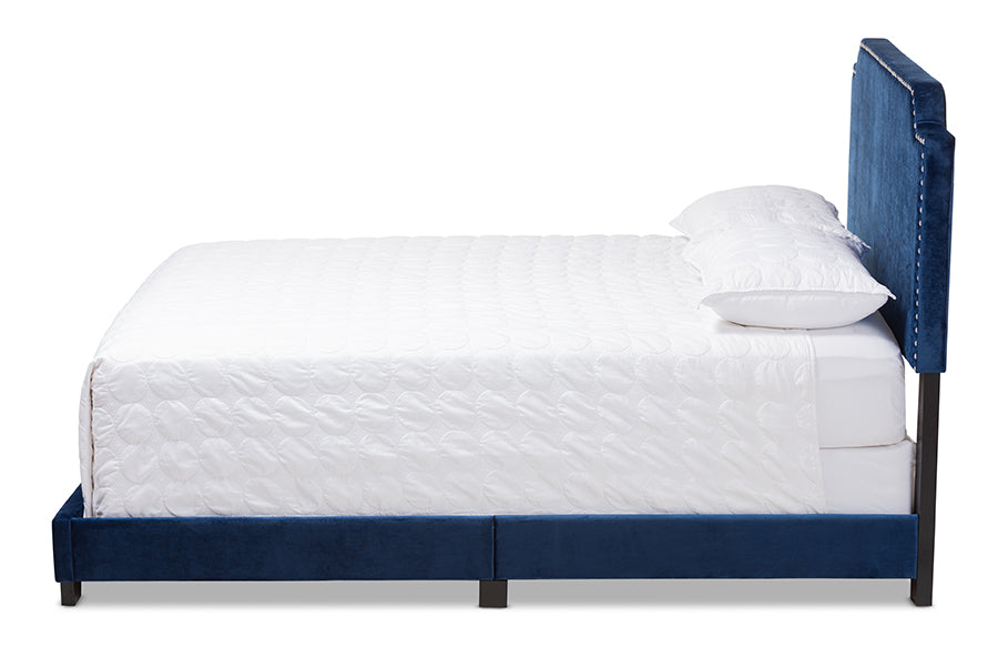 Baxton Studio Darcy Luxe And Glamour Navy Velvet Upholstered Full Size Bed