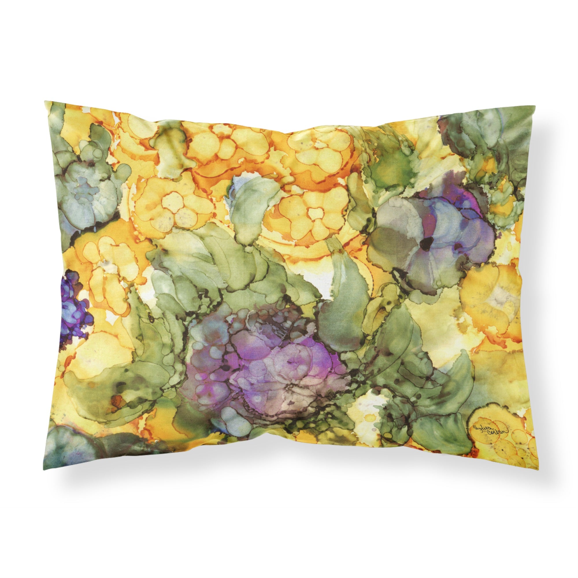 'Caroline'S Treasures Abstract Flowers Purple And Yellow Fabric Standard Pillowcase 8958Pillowcase, Multicolor'