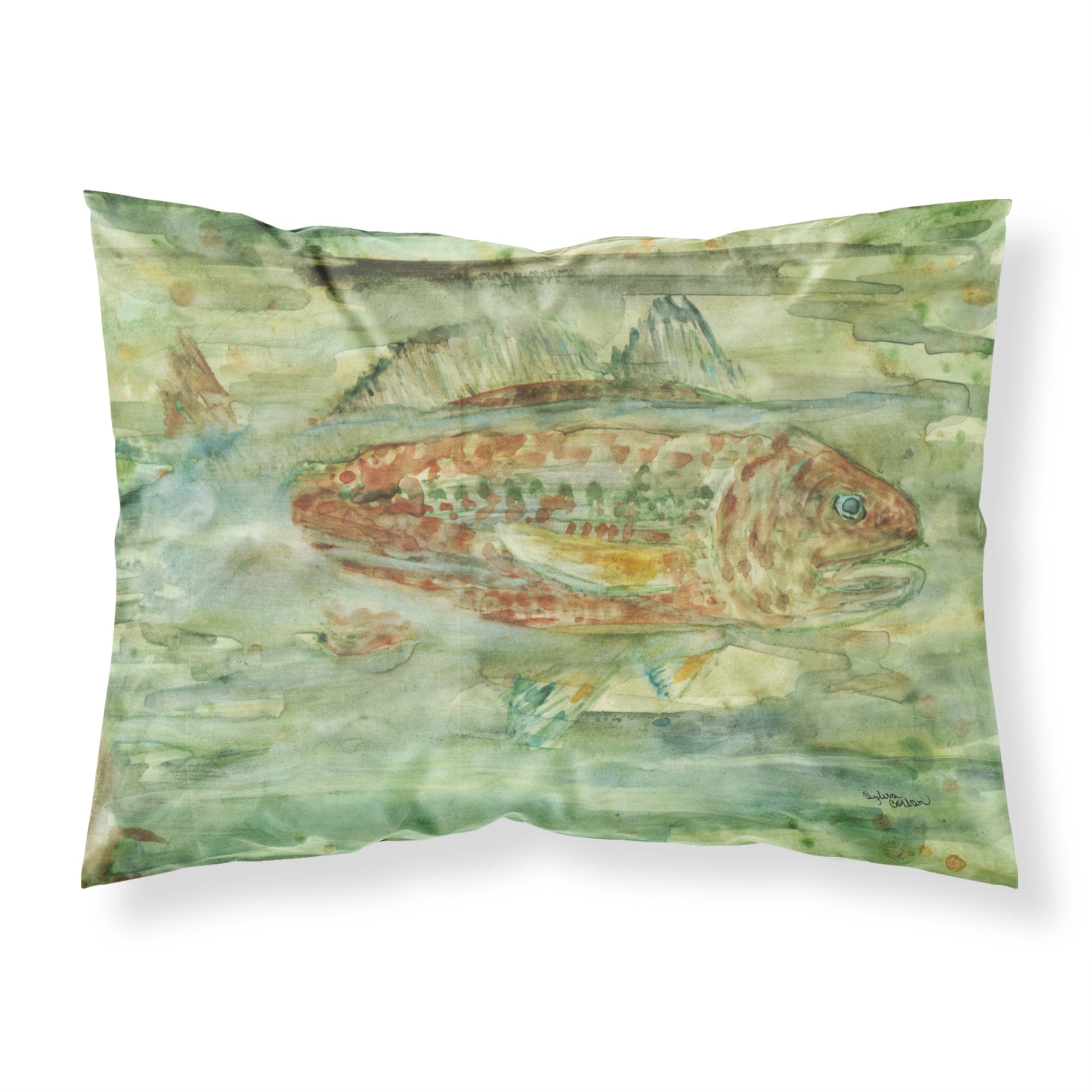 'Caroline'S Treasures '' Abstract Red Fish'' Printed, Polyester Envelope Closure Pillowcase, Standard, Multicolor'