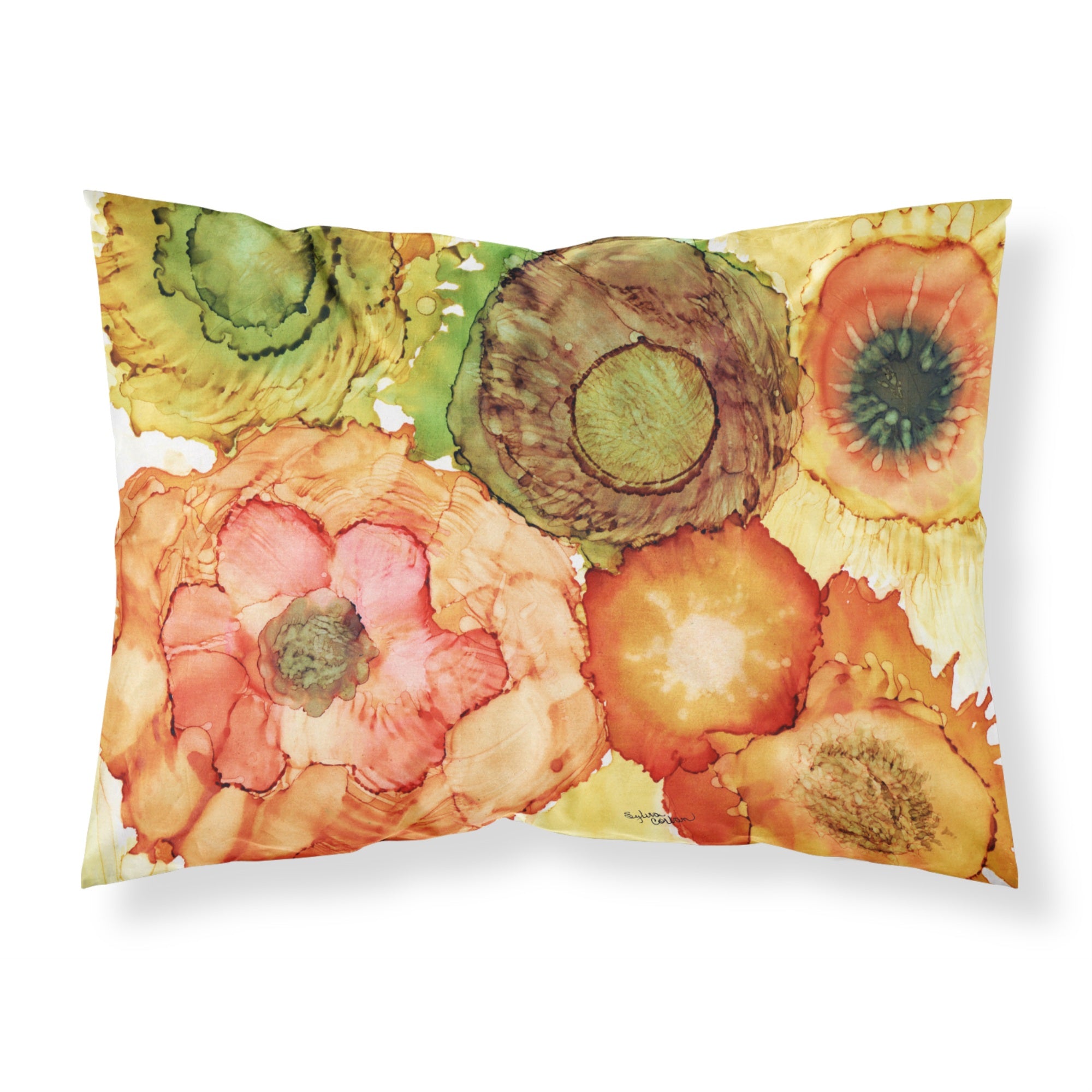 'Caroline'S Treasures Abstract Flowers Blossoms Fabric Standard Pillowcase 8970Pillowcase, Multicolor'