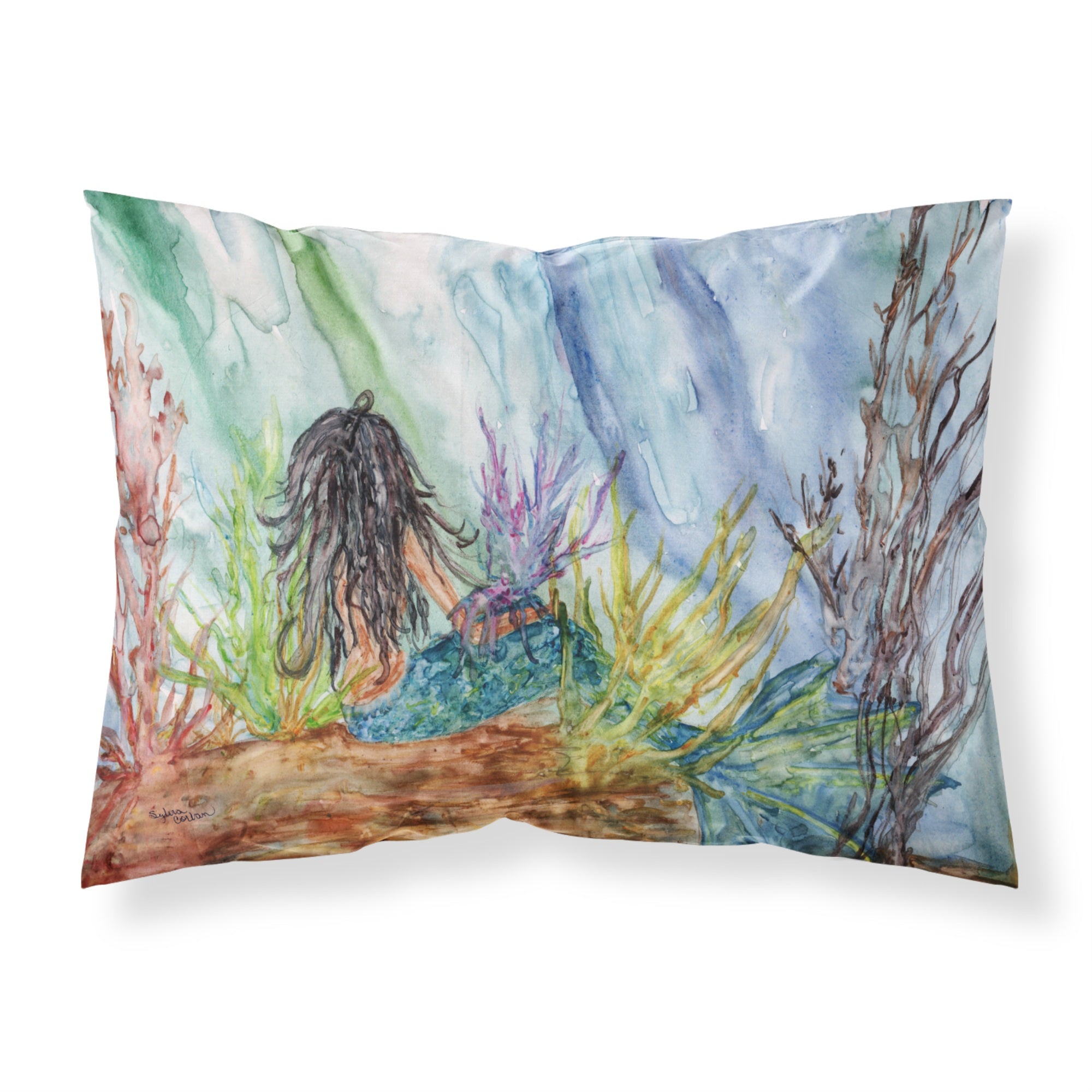 'Caroline'S Treasures Black Haired Mermaid Water Fantasy Fabric Standard Pillowcase 8974Pillowcase, Multicolor'