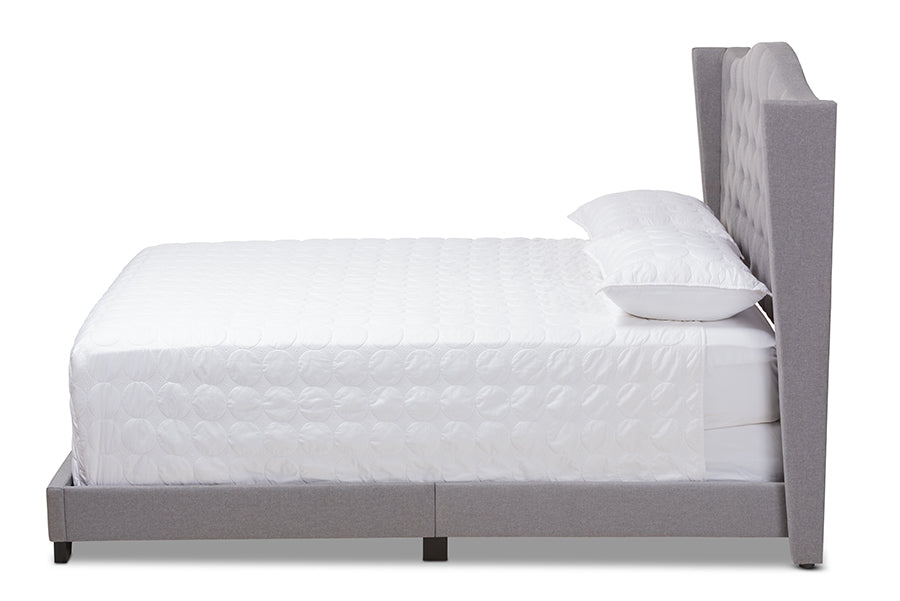 Baxton Studio Alesha Modern and Contemporary Grey Fabric Upholstered King Size Bed