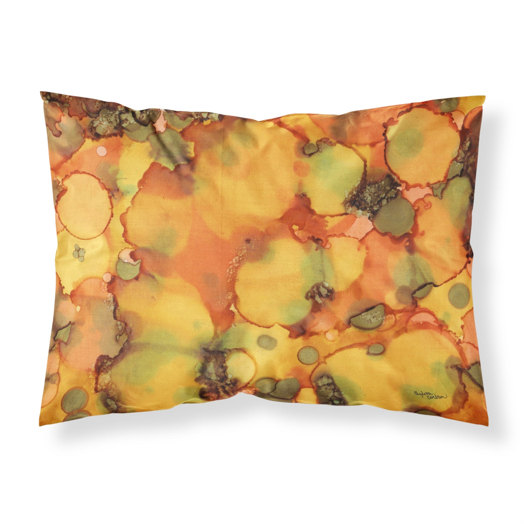 'Caroline'S Treasures Abstract In Orange And Greens Fabric Standard Pillowcase 8976Pillowcase, Multicolor'
