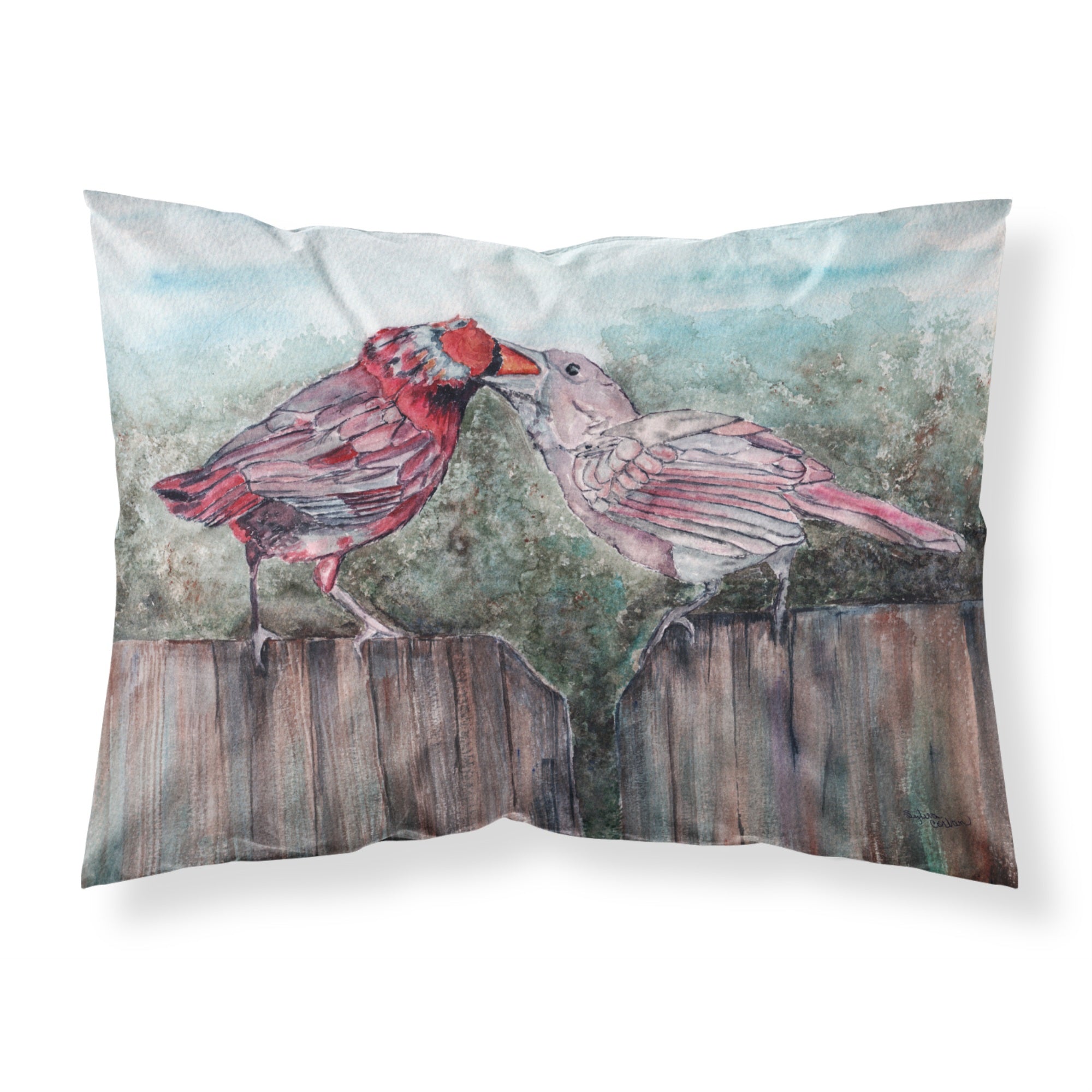 'Caroline'S Treasures Red Bird Feeding Fabric Standard Pillowcase 8981Pillowcase, Multicolor'