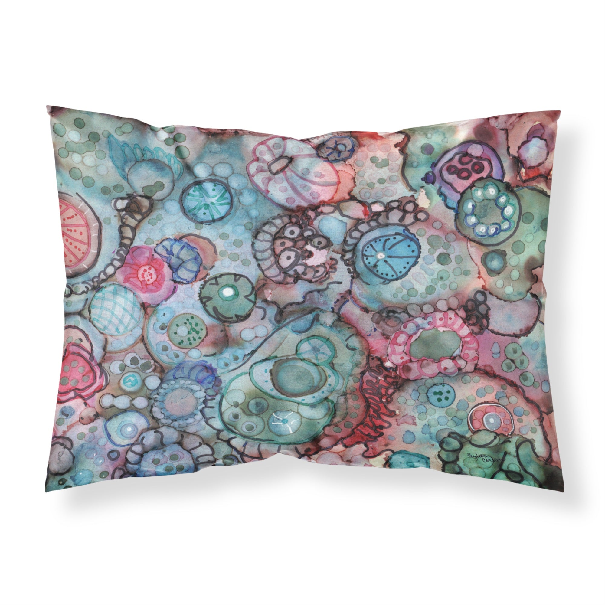 'Caroline'S Treasures Abstract In Reds And Blues Fabric Standard Pillowcase 8982Pillowcase, Multicolor'