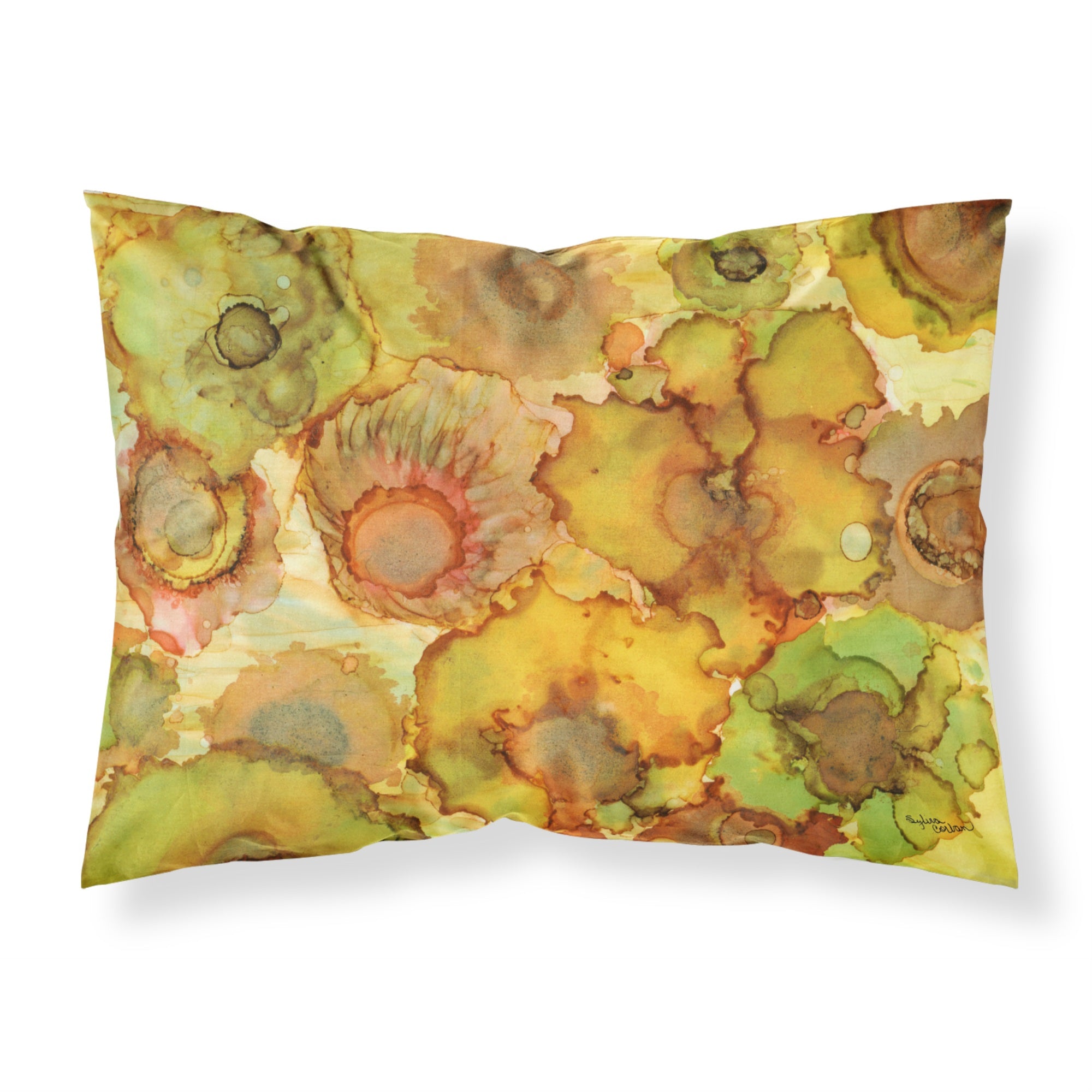 'Caroline'S Treasures Abstract Flowers In Yellows And Oranges Fabric Standard Pillowcase 8986Pillowcase, Multicolor'