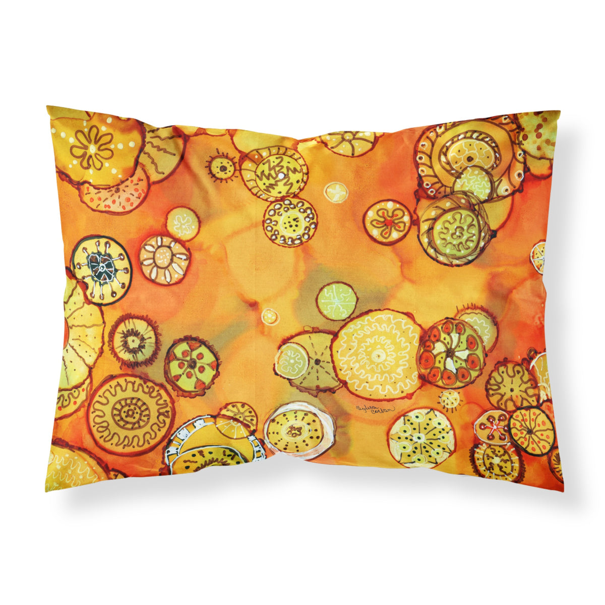 'Caroline'S Treasures Abstract Flowers In Oranges And Yellows Fabric Standard Pillowcase 8987Pillowcase, Multicolor'