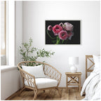 Sylvie Mood Dark Pink Ranunculus Flower Bouquet Framed Canvas by Kristy Campbell