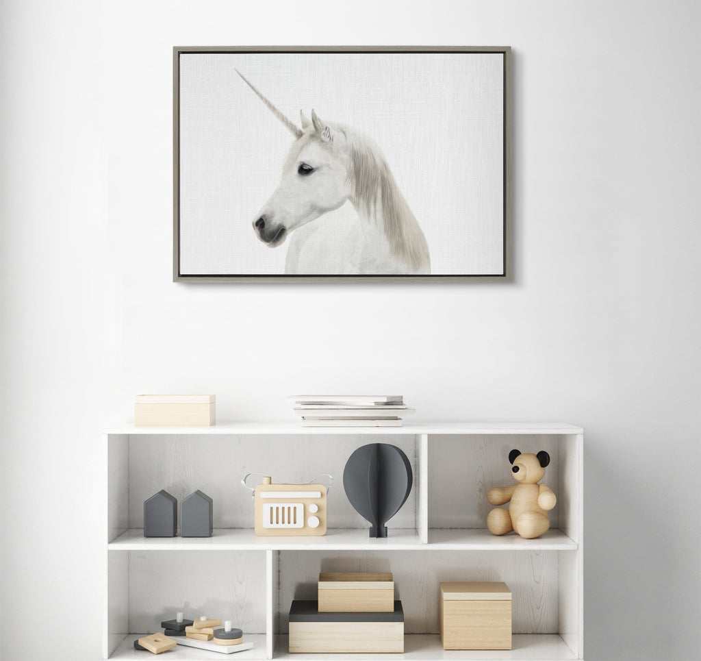 Sylvie Unicorn Framed Canvas by Simon Te of Tai Prints