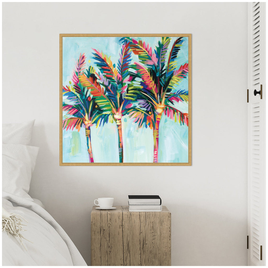 Sylvie Rainbow Coconuts Framed Canvas by Rachel Christopoulos