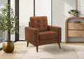 Chair, 31 Wide, Accent Chair, Upholstered, Rust Fabric, Walnut Wood Legs, Mid Century
