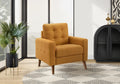 Chair, 31 Wide, Upholstered, Accent Chair, Orange Fabric, Mid Century