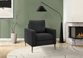 Chair, 32 Wide, Upholstered, Accent Chair, Black Fabric, Black Metal Legs, Contemporary, Modern