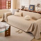 Linen-Look Textured Couch Throw Cover, Breathable Sofa Blanket & Furniture Protector