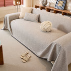 Linen-Look Textured Couch Throw Cover, Breathable Sofa Blanket & Furniture Protector