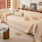 Linen-Look Textured Couch Throw Cover, Breathable Sofa Blanket & Furniture Protector