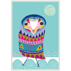 Sylvie Boho Colorful Folk Owl Framed Canvas by Rachel Lee