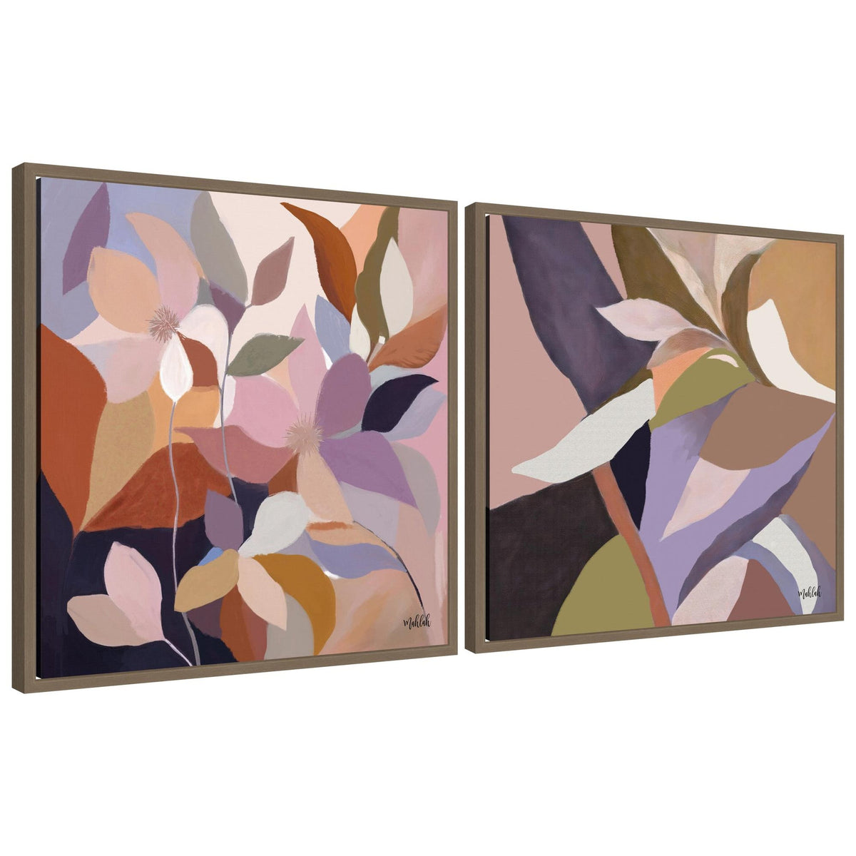 Sylvie Azure Leaves and Stems Framed Canvas Art Set by Inkheart Designs