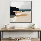 Sylvie Coastal Sand Modern Abstract Landscape I Framed Canvas by The Creative Bunch Studio