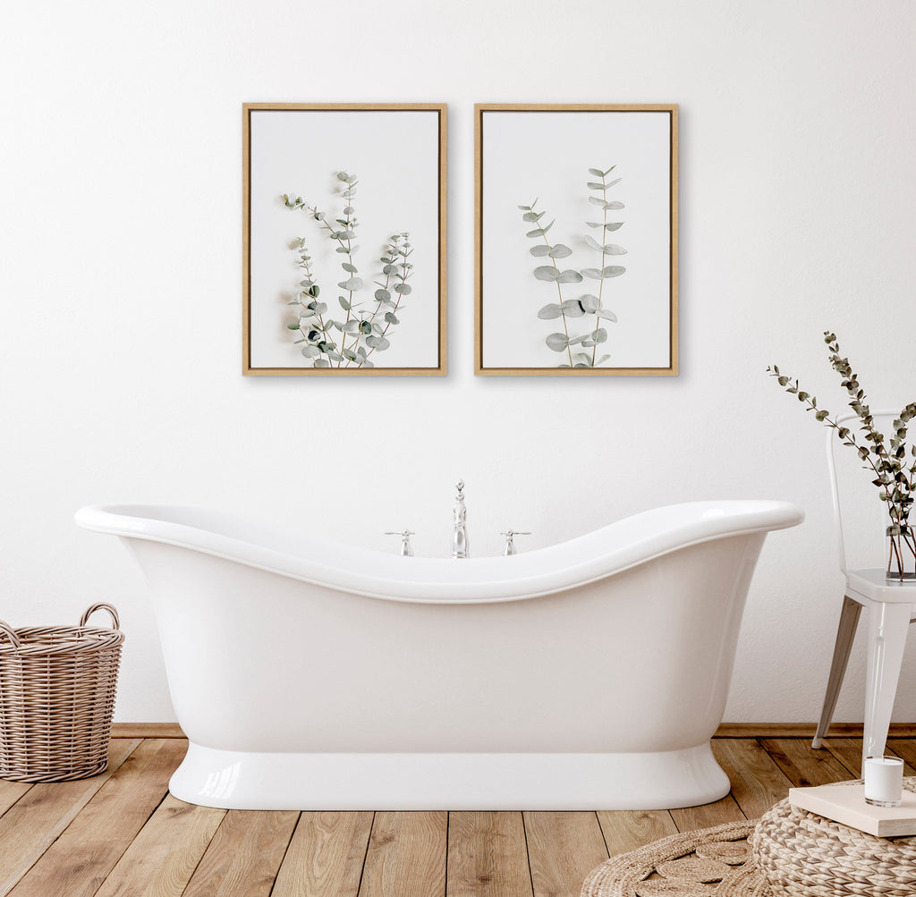 Sylvie Neutral Botanical Print No 3 and 4 Framed Canvas by The Creative Bunch Studio