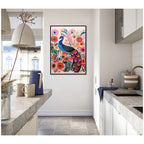 Bright Colorful Boho Peacock by The Creative Bunch Studio Framed Canvas Wall Art Print