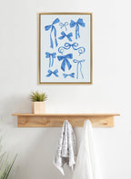Sylvie Blue Bows Framed Canvas by Honey Island Studio