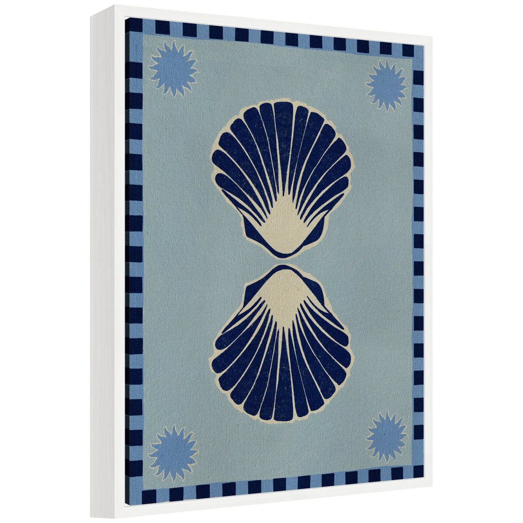 Sylvie Lush Duo 3 Seashells Framed Canvas by Shatha Al Dafai
