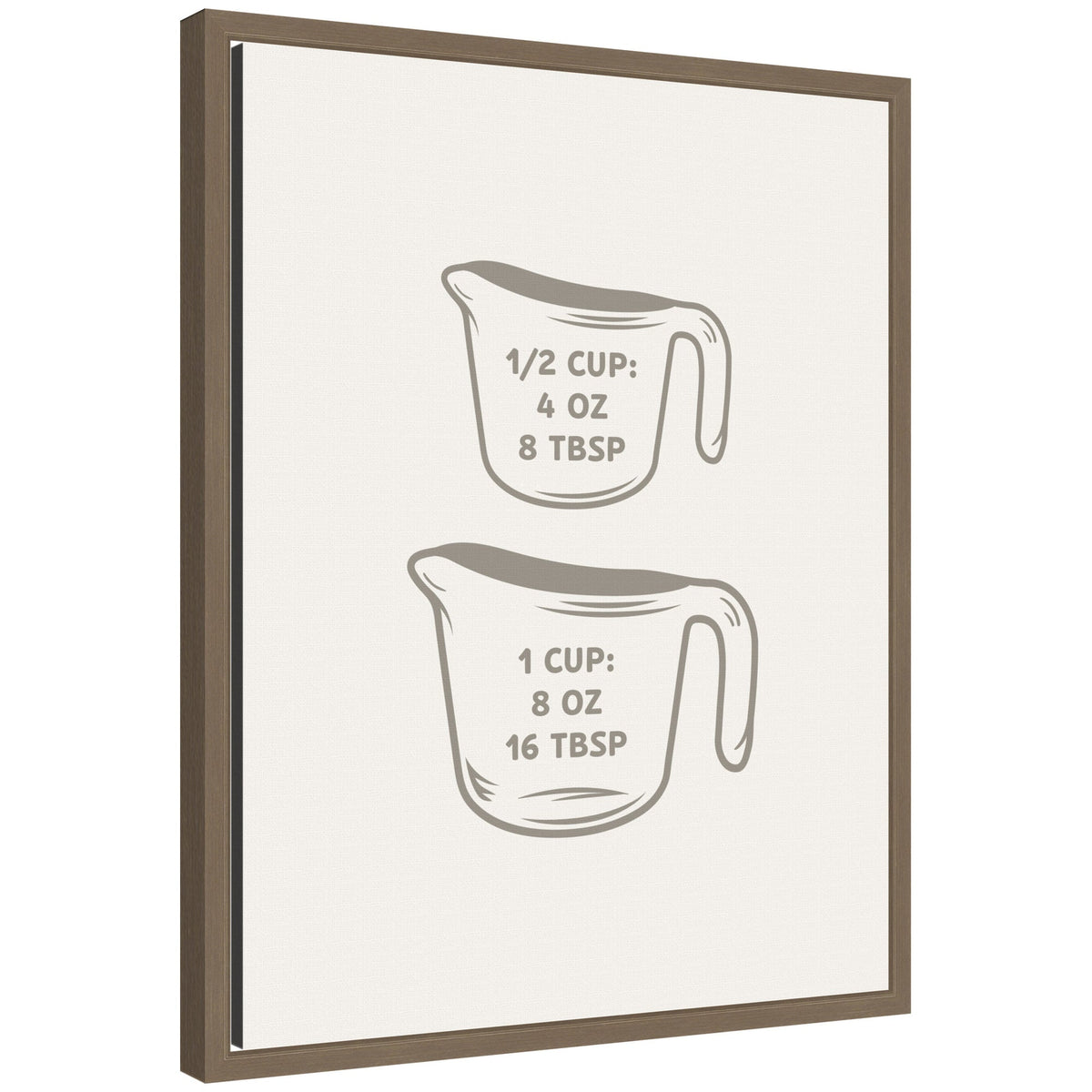 Kitchen Conversion Charts Cups by The Creative Bunch Studio Framed Canvas Wall Art Print