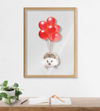 Blake Hedgehog Balloons Framed Printed Glass by Amy Peterson Art Studio