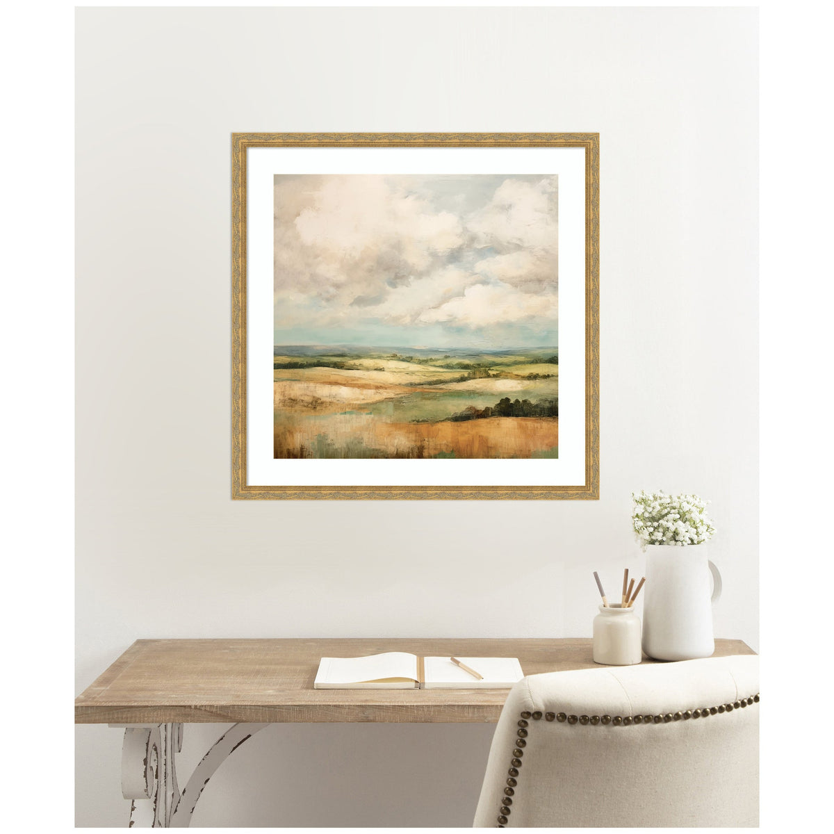 Framed Art Rolling Hills Abstract Landscape by The Creative Bunch Studio