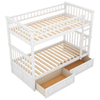 Mystrene - Twin Over Twin Bunk Bed With Drawers, Convertible Beds