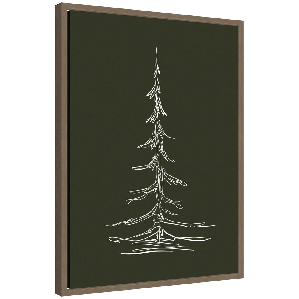 Sylvie Framed Canvas Minimalist Evergreen Trees Sketch 2 Green by The Creative Bunch Studio