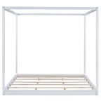 Wood Canopy Platform Bed With Support Legs And Airflow Slats